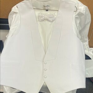 Elegant White Pique Vest and Bow Tie by Tuxedo Park